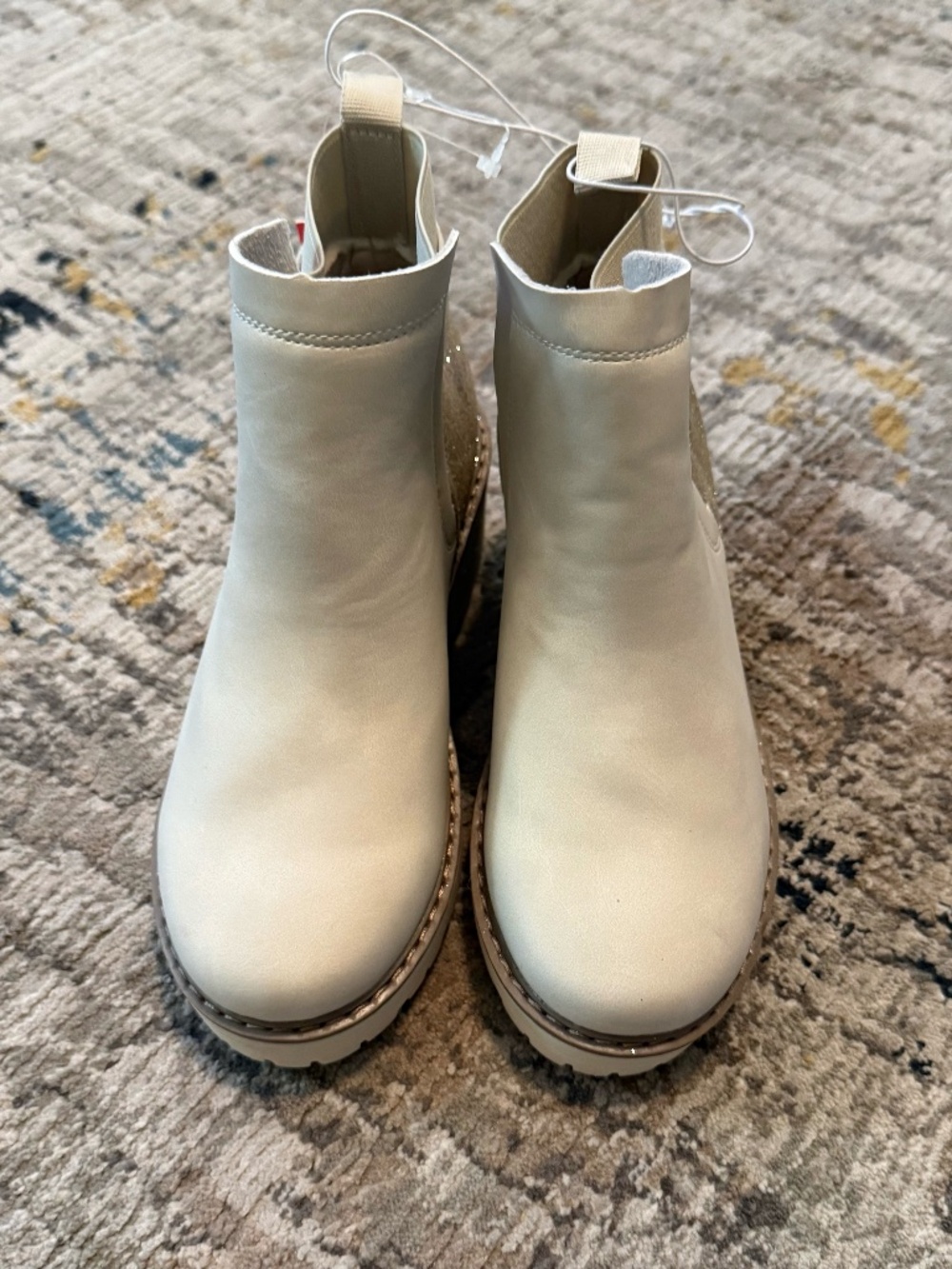 Rampage Girls Tan and Gold sequin booties size 13. NWT